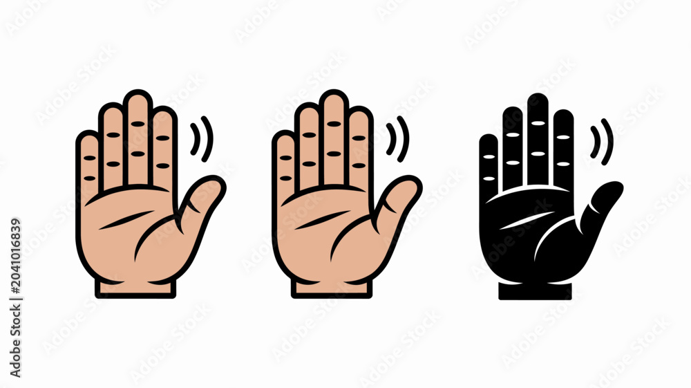 Fototapeta premium three hand gestures vector illustration gesture palm fingers symbol communication sign language black white color icon graphic design simple clear modern