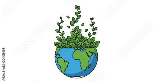 Φωτογραφία Green Earth with flourishing plants, symbolizing environmental protection