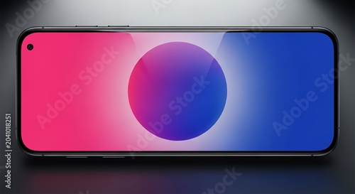 Modern Smartphone Displaying Vibrant Gradient Wallpaper with Central Circle Design.
