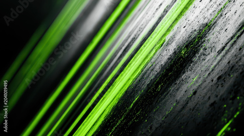 Vibrant Neon Green Abstract Art: Dynamic Motion, Streaks, and Textured Splatters.