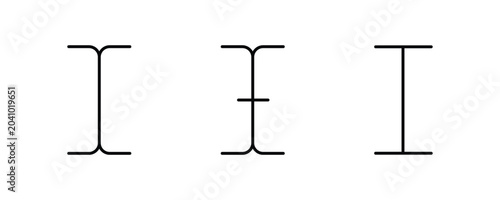 Text Cursor IBeam Pointer. Typography Selector Line Icon Set. Vector Illustration.