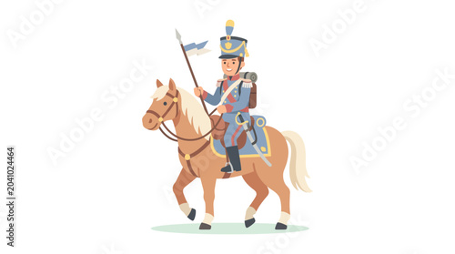 Fotografía Illustration of a Napoleonic era cavalry soldier riding a horse.