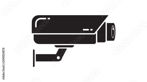 Bild auf Leinwand Security Camera Icon with a Black and White Design and a Mounting Bracket Featur