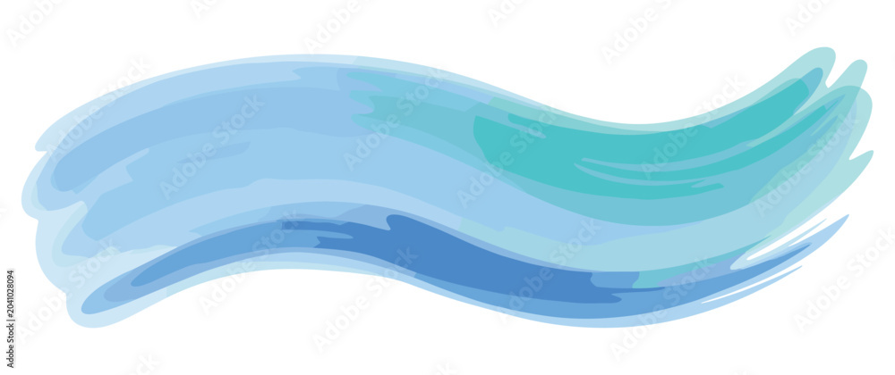 Naklejka premium Blue watercolor wave stroke abstract brush background.