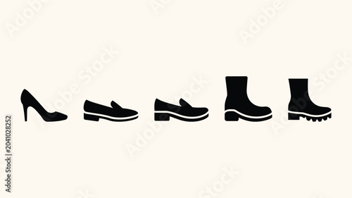 Fotografija Footwear icon collection featuring high heels loafers and various boot styles for casual and formal fashion
