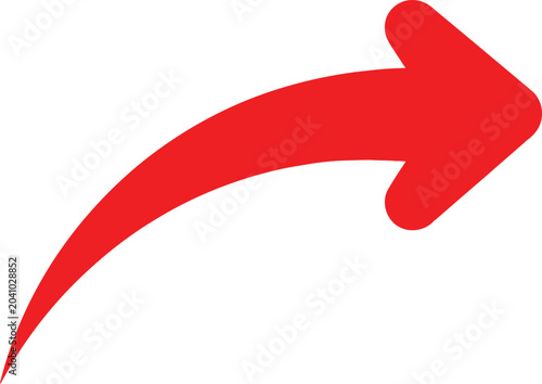 A single curved red arrow pointing to the right direction for navigation and web design