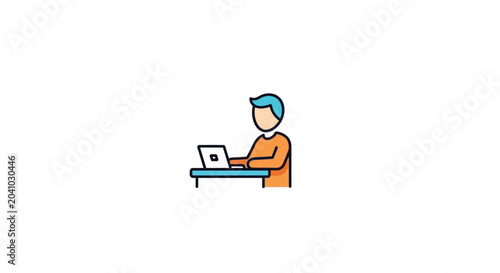 Illustration of a person using a laptop.