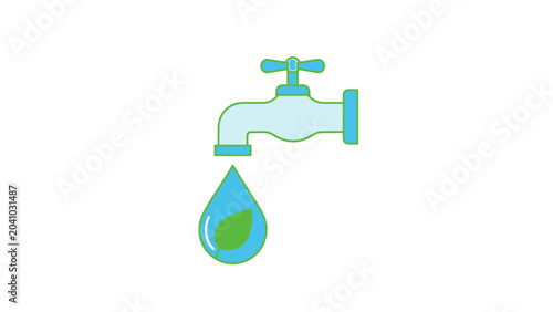 Foto Water Drop from Faucet Tap.