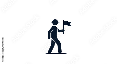 Bild auf Leinwand Man holding a flag stick.