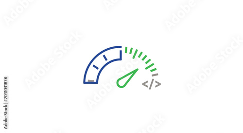 Canvas Print Speedometer with rising indicator needle.