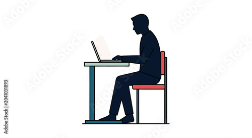 Bild auf Leinwand Man sitting at desk with laptop.