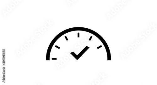 Foto Speedometer gauge with check mark.