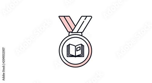 Foto Medal with book icon award symbol.