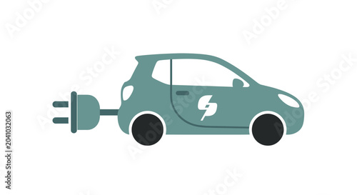Electric car with charging plug.