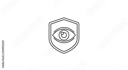 Eye Inside Shield Icon Symbol.
