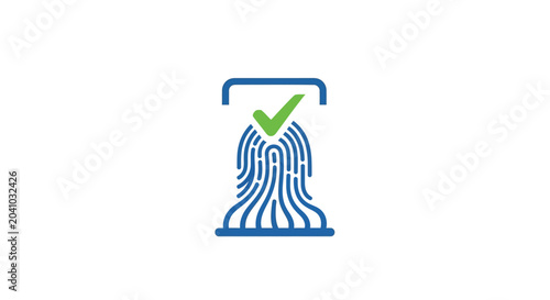 Schilderij op canvas Fingerprint scan with green verified mark.