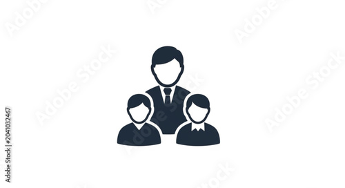 Quadro su tela Teamwork and Collaboration Icon Representing a Leader and Two Members
