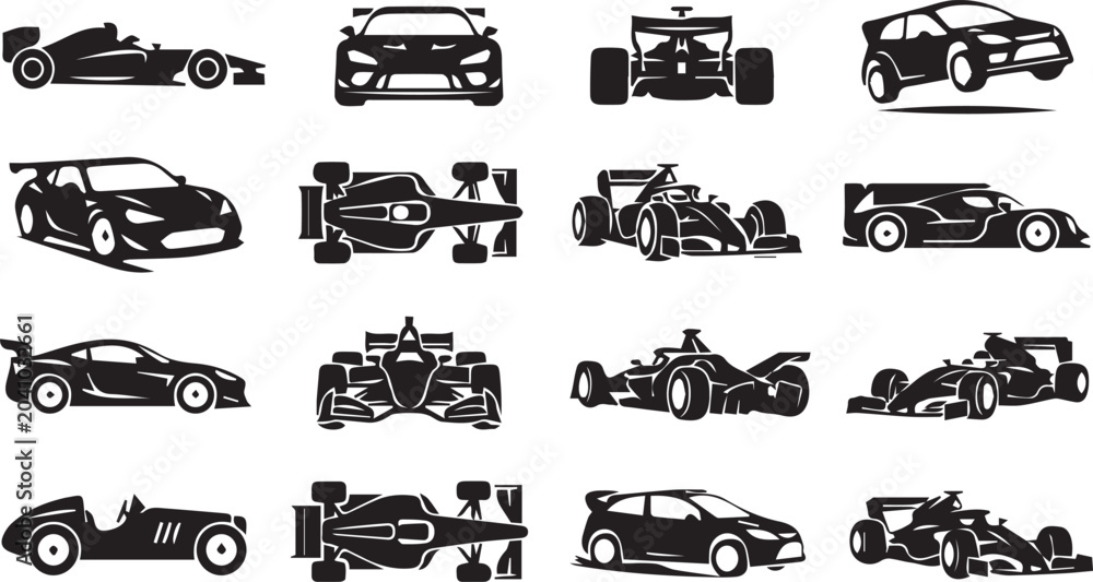 Fototapeta premium Vector Set of Racing and Sports Cars Icons