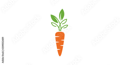 Fresh orange carrot vegetable with leaves.