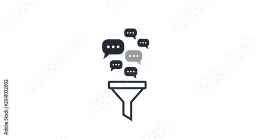 Funnel Filtering Messages and Communication Icons.