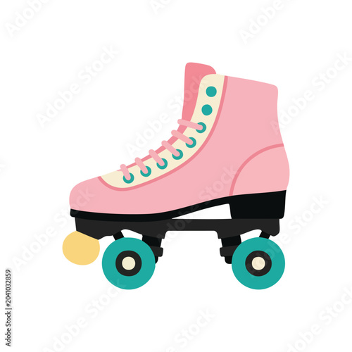 Pink Quad Roller Skate Isolated on White Background.