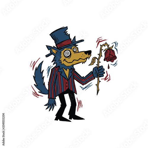 Photography Creepy cartoon gentleman with top hat and cane.