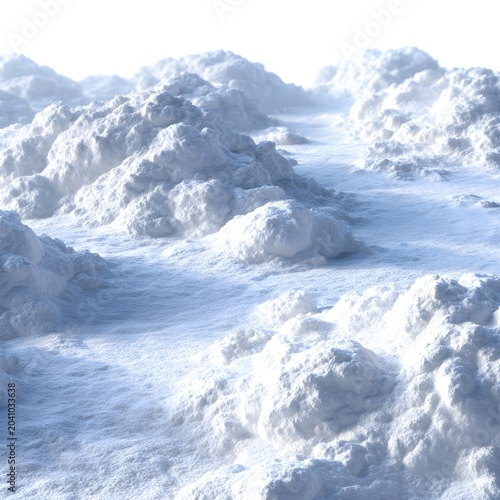 Ethereal white clouds and fluffy cotton texture landscape, soft heavenly dreamscape with bright atmospheric lighting, abstract snowy mountain peaks and misty vapor for creative backgrounds