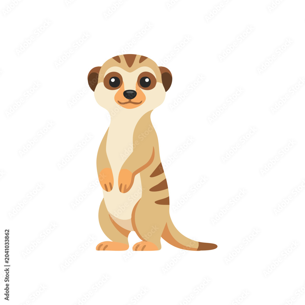 Fototapeta premium Cute standing meerkat cartoon illustration isolated.