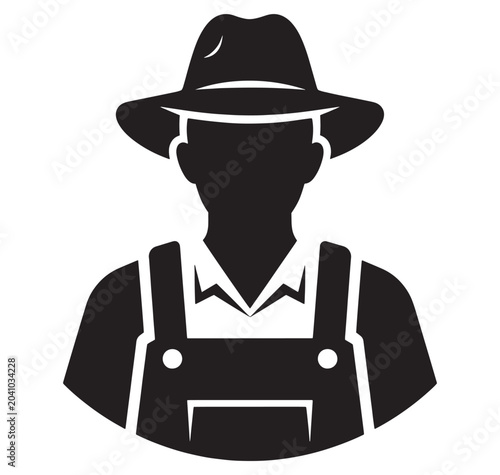 man wearing hat and overalls isolated on white background