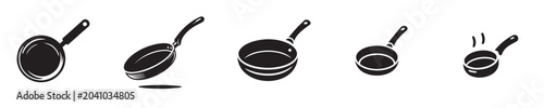 frying pan vector with silhouette style