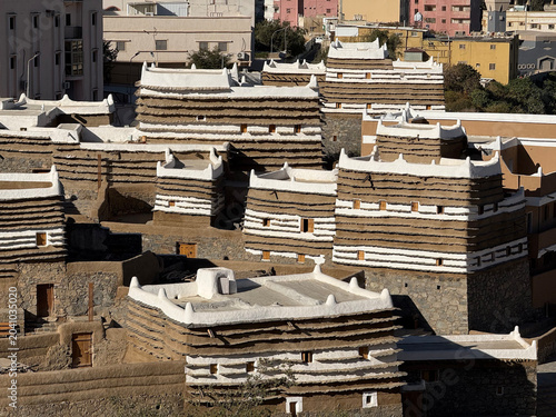 Traditional buildings in old town. Abha, Saudi Arabia