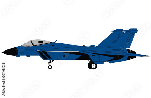 5th generation stealth fighter jet vector illustration, side profile, clean technical style, isolated on white background, modern military aircraft design, editable vector, high detail