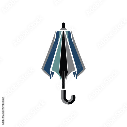 Modern striped umbrella icon with curved hook handle.