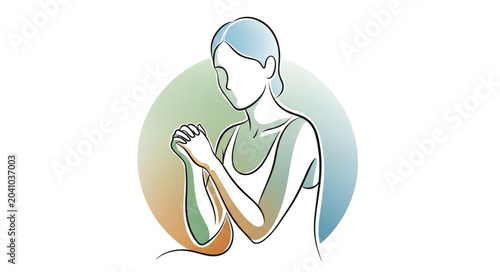 Photos Woman praying with hands clasped in devotion.