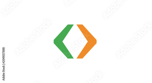 Green and orange arrow logo symbol.