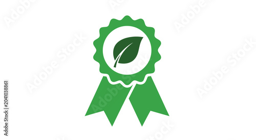 Green leaf eco friendly award ribbon.