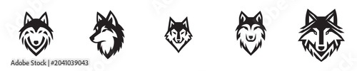 wolf head vector with silhouette style