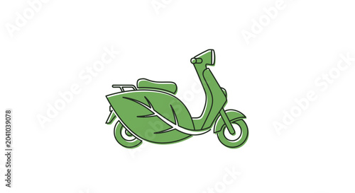 Green leaf shaped electric scooter vehicle.