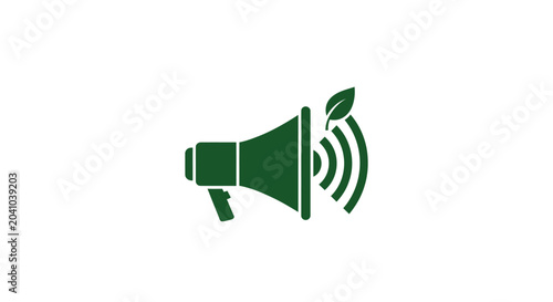 Tableau sur toile Green Megaphone with Leaf Design Element.
