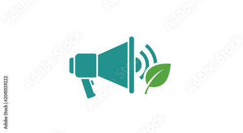 Photos Green Megaphone with Leaf Icon.