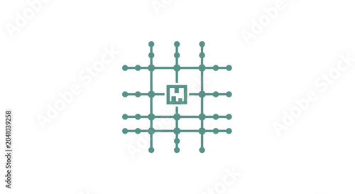 Foto Green molecular structure model diagram.