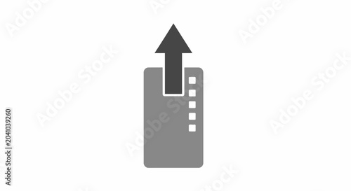 Grey smartphone with black arrow.