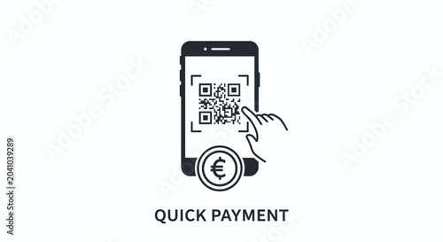 Hand holding phone with QR code.