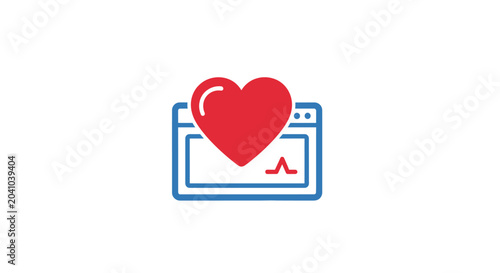 Heart on a computer screen icon.