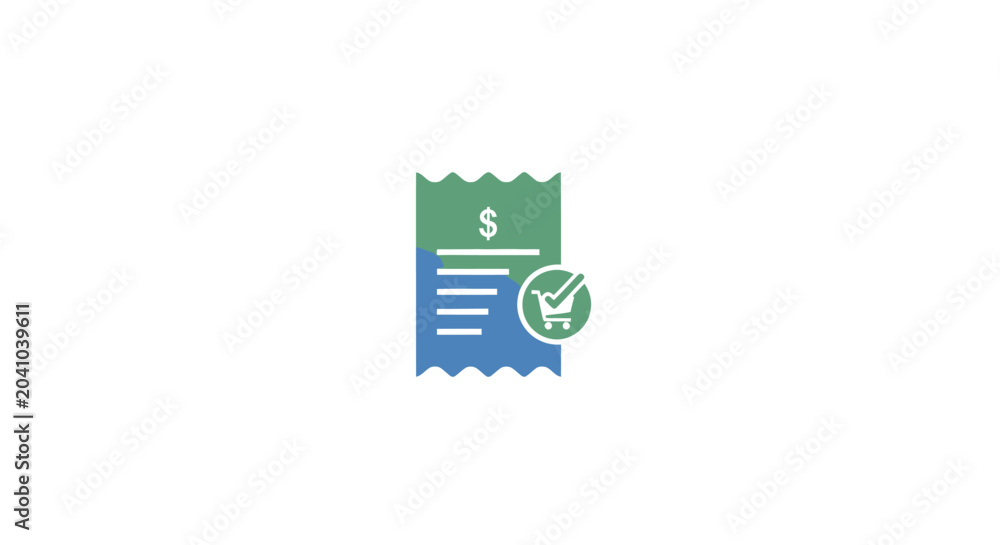 Fototapeta premium Green verified check mark receipt icon.