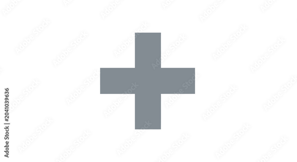 Fototapeta premium Grey Cross Symbol Sign Icon.