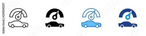 Εκτύπωση καμβά Vehicle Performance Multiple Style Icon Design Vector - Car with speed gauge rep