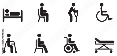 Bild auf Leinwand Vector icons depicting various medical conditions and assistive devices