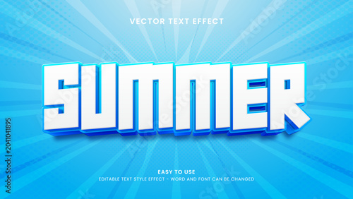 summer editable text effect 3d vector