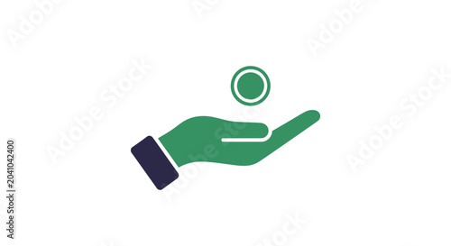 Fotografie Green hand holding a coin up.